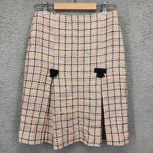 Sara Campbell Tweed Plaid Skirt Bow Accent A-Line Knee Length Women Size 4